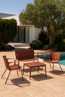 Montauk - Salon de jardin en polypropylène et métal brique