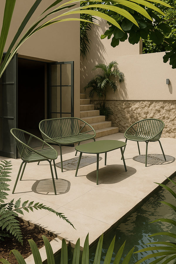 Calypso - Salon de jardin en polypropylène et métal vert
