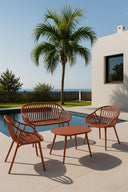 Calypso - Salon de jardin en polypropylène et métal brique