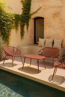 Calypso - Salon de jardin en polypropylène et métal brique