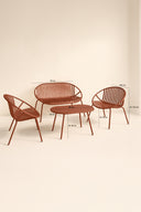 Calypso - Salon de jardin en polypropylène et métal brique