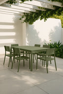 Patio - Ensemble table avec 4 chaises et 2 fauteuils en polypropylène vert