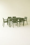 Patio - Ensemble table avec 4 chaises et 2 fauteuils en polypropylène vert