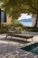 Madrague - Lot de 2 chaises longues en aluminium et tissu moka