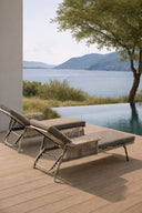 Madrague - Lot de 2 chaises longues en aluminium et tissu moka