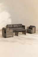 Madrague - Salon de jardin en aluminium et polywood avec coussin moka