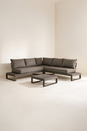 Madrague - Salon de jardin en aluminium et polywood avec coussin moka