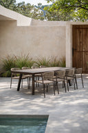 Madrague - Ensemble table avec 8 chaises aluminium moka