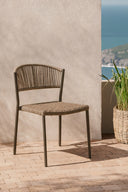 Madrague - Ensemble table avec 8 chaises aluminium moka