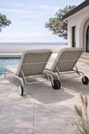Come - Lot de 2 chaises longues en aluminium et tissu taupe