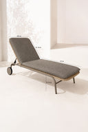 Madrague - Lot de 2 chaises longues à roulettes en aluminium et tissu moka
