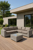 Antigua - Salon de jardin  d'angle en résine tressée avec table basse