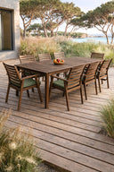 Palau - Ensemble table avec 8 chaises en bois d'acacia naturel