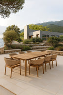 Alhambra - Ensemble table avec 8 fauteuils en bois d'acacia