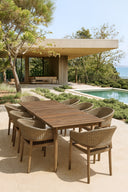 Alhambra - Ensemble table avec 8 fauteuils en bois d'acacia