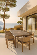 Alhambra - Ensemble table avec 8 fauteuils en bois d'acacia