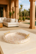 Elora - Plateau rond en coquille de Capiz rosée