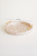 Elora - Plateau rond en coquille de Capiz rosée