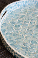 Solna - Plateau rond en MDF nacré bleu