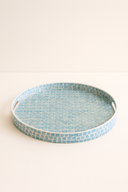 Solna - Plateau rond en MDF nacré bleu