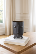 Olav - Vase en verre noir avec une forme de visage