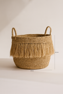 Luys - Panier à franges en raphia naturel D44xH41 cm