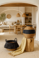 Zalo - Panier en abaca avec franges noires