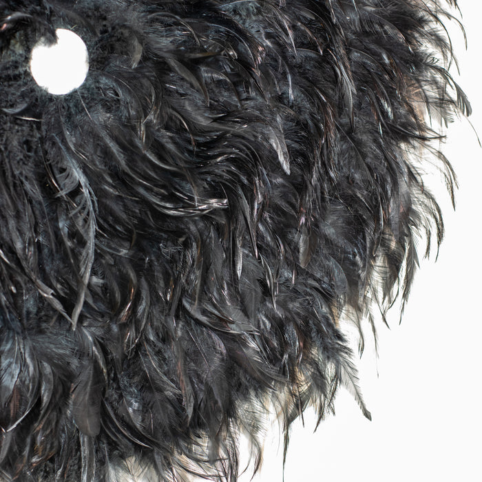 Décoration Kapau en plumes de coq et coquillages noirs D 50 cm