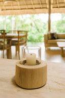 Biak - Photophore en verre et bois de teck