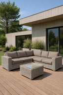 Set de 2 pots rectangulaires Faro taupe en fibre d'argile H37/47cm