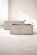 Set de 2 pots rectangulaires Faro taupe en fibre d'argile H37/47cm