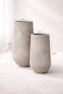 Lot de 2 pots forme ronde Faro en fibre d'argile D40x40xH80,5cm/D55x55xH110cm