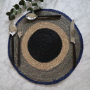 LUNA - Set de table rond en jonc de mer 38cm bleu