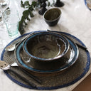 LUNA - Set de table rond en jonc de mer 38cm bleu