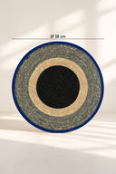 LUNA - Set de table rond en jonc de mer 38cm bleu