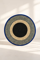 LUNA - Set de table rond en jonc de mer 38cm bleu