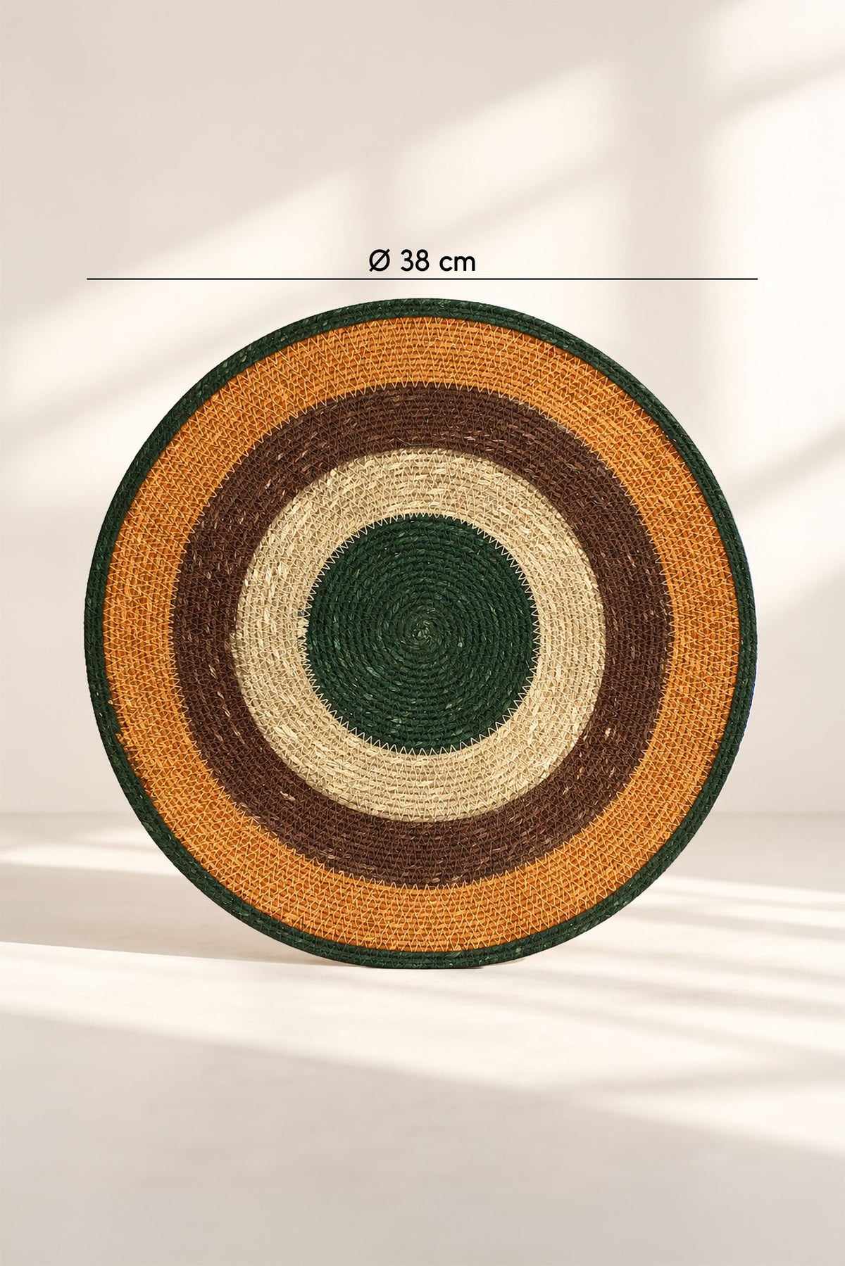 Dimensions LUNA - Set de table rond en jonc de mer 38cm terracotta