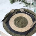 LUNA - Set de table rond en jonc de mer 38cm vert