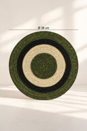 LUNA - Set de table rond en jonc de mer 38cm vert