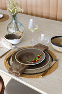 Iris - Lot de 6 sets de table en jonc de mer naturel et jaune