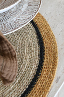 Iris - Lot de 6 sets de table en jonc de mer naturel et jaune