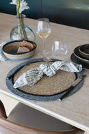 Iris - Lot de 6 sets de table en jonc de mer naturel et bleu