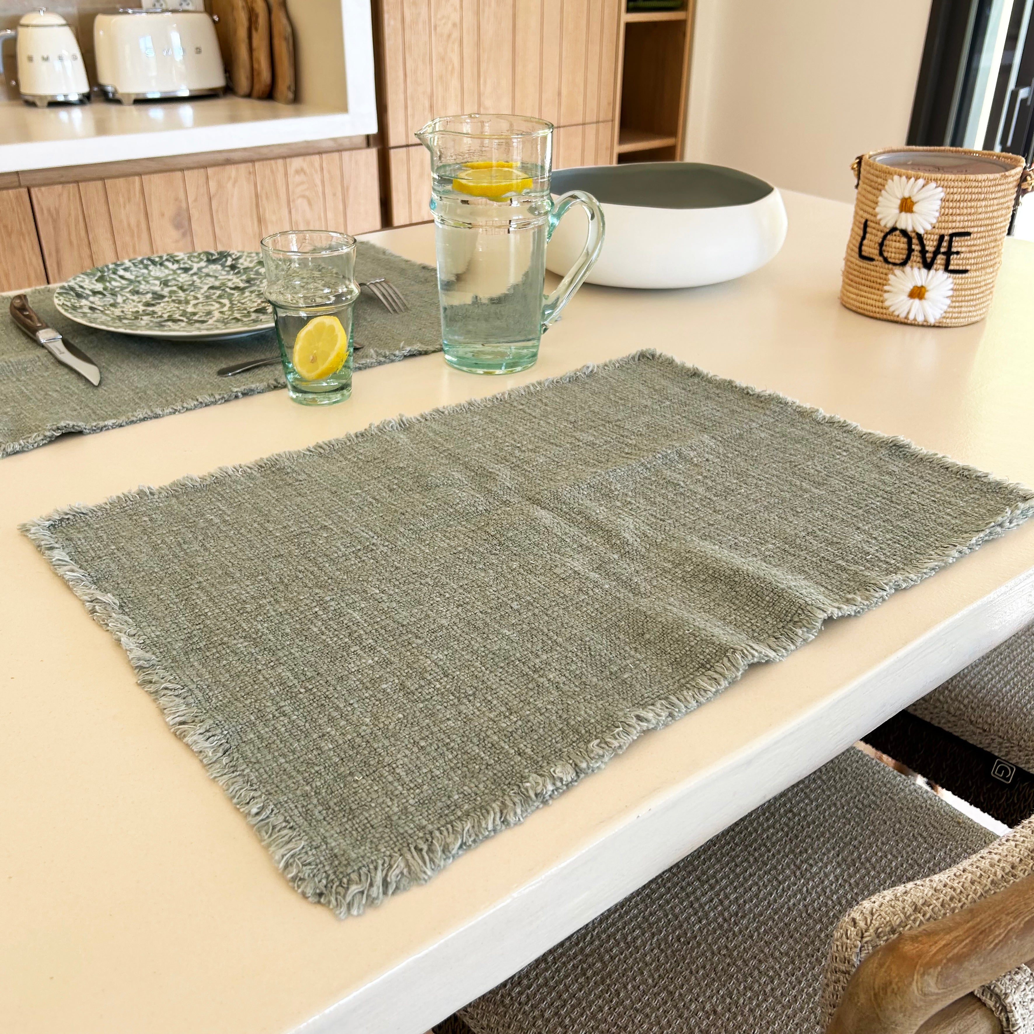 Lot de 2 sets de table en lin et coton 35x50cm - Bed and Philosophy Lot de 2 sets de table en lin et coton 35x50cm - Bed and Philosophy