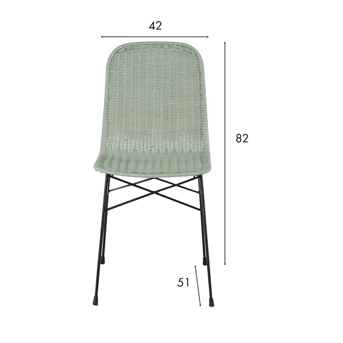 Lot de 4 chaises de table Aglae en rotin teinté vert tilleul