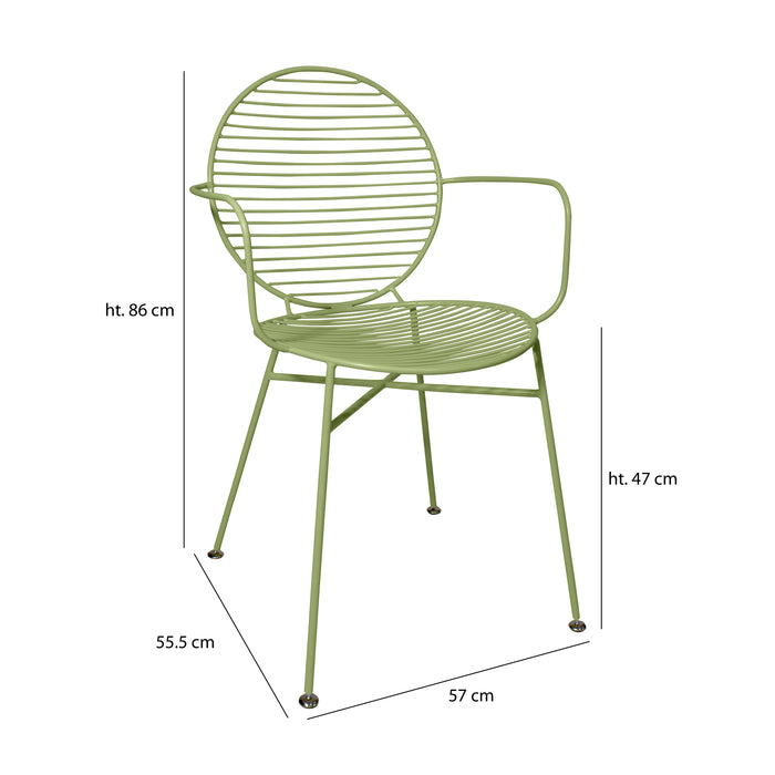 Lot de 2 fauteuils de table indoor Madison en métal vert