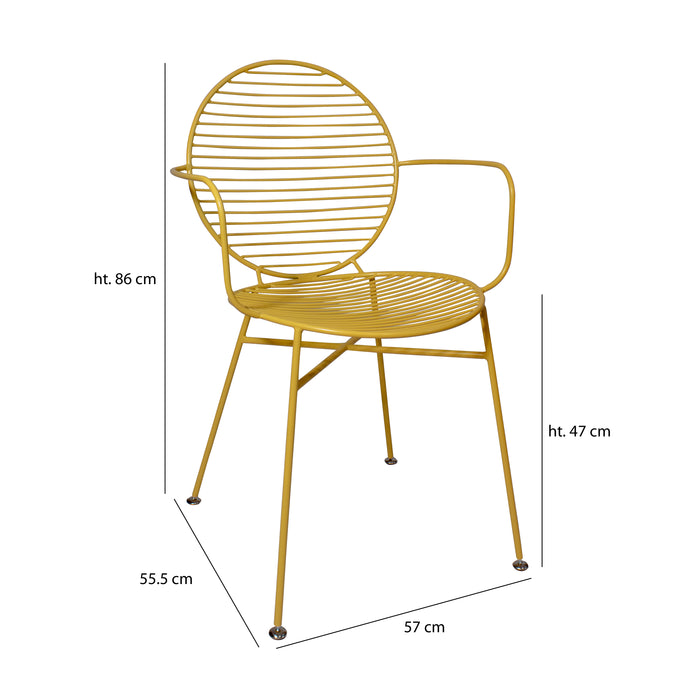 Lot de 2 fauteuils de table indoor Madison en métal jaune