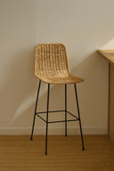 TARA - Lot de 2 chaises de bar en rotin naturel