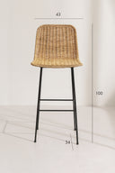 TARA - Lot de 2 chaises de bar en rotin naturel
