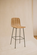 TARA - Lot de 2 chaises de bar en rotin naturel