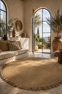 Serifos - Tapis en fibres naturelles avec franges D180 cm